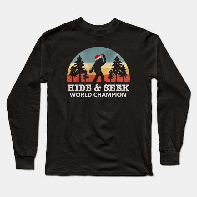 Retro Bigfoot hide and seek world champion Long Sleeve T-Shirt by opoyostudio